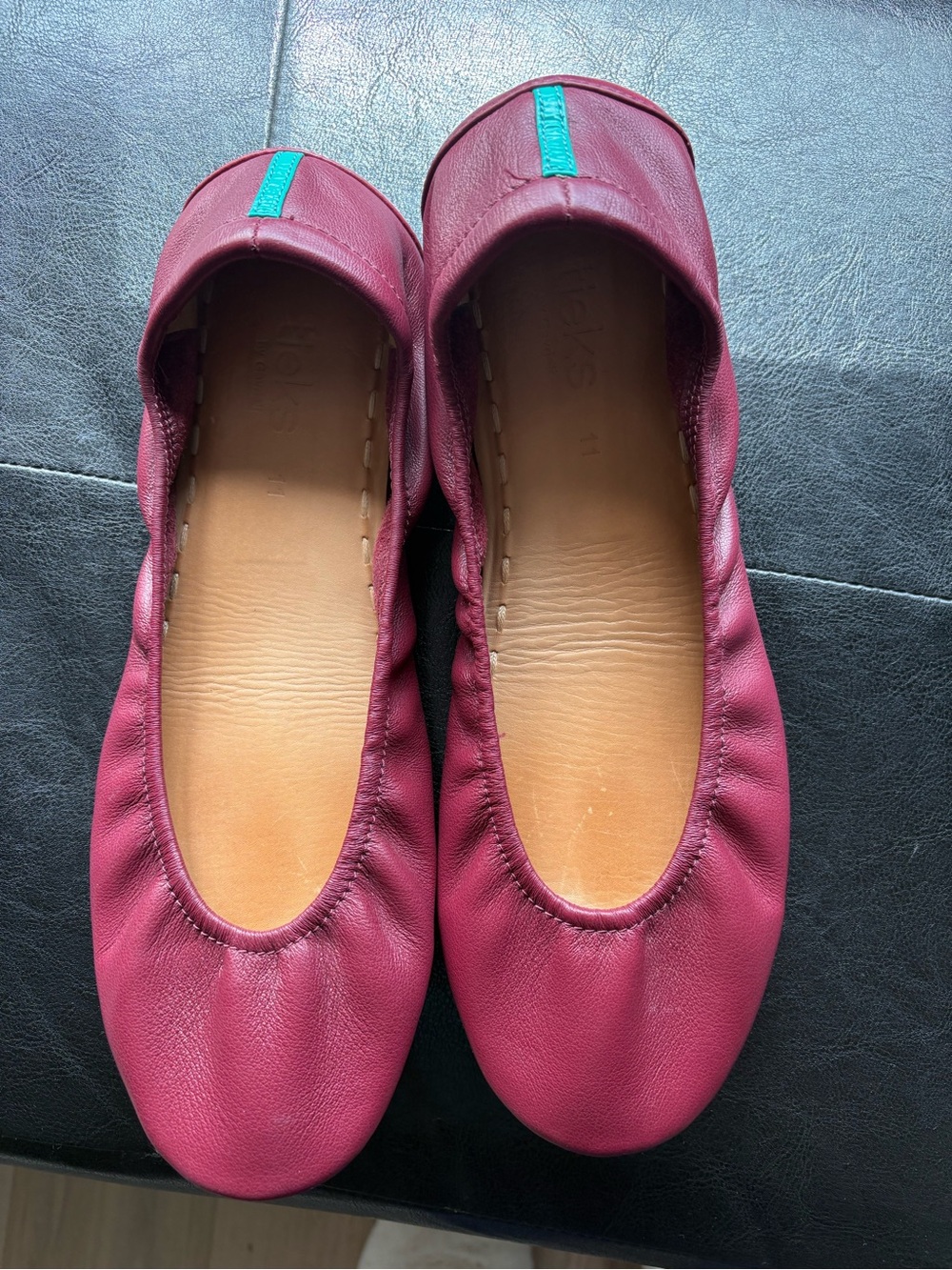 tieks burgundy flats size 11
